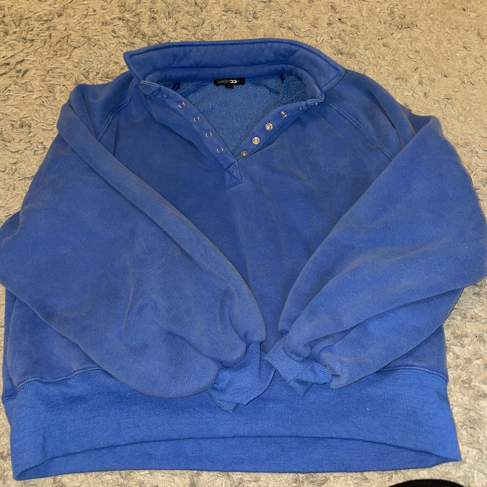 Blue Puffer Sleeve Crewneck